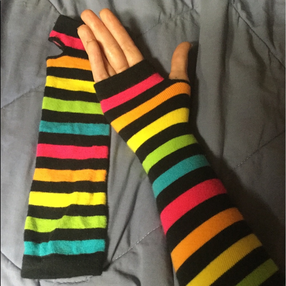 🌈🌟Rainbow Arm Warmers/ Fingerless Glives✌🏻✌🏾